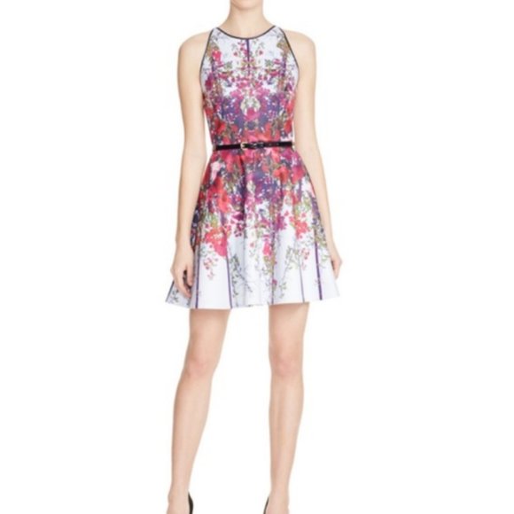 ted baker bloomze flowered lattice skater dress 0 - Picture 2 of 14